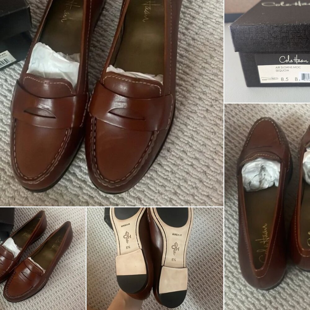 Cole Haan Air Sloane Moc Loafers, Brown Leather, Women's 8.5 B (Narrow) , NWT
